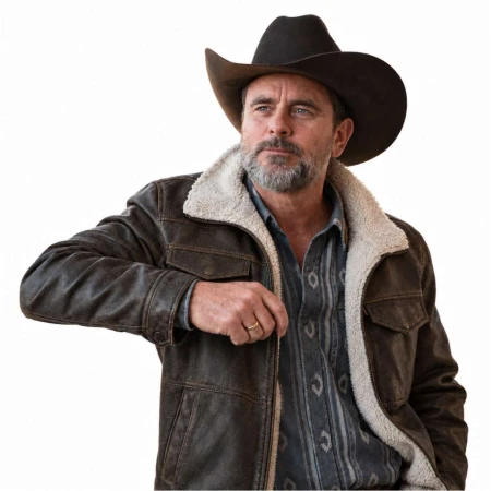 Charles Esten Homestead Season 2 Brown Suede Jacket