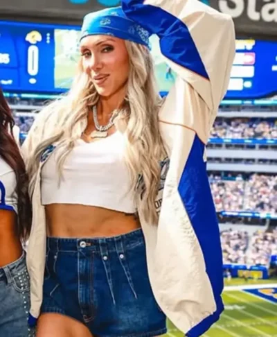 Charlotte Flair Rams Cardinals 2026 Blue Satin Jacket