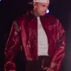 Chris Brown R&B Tour Burgundy Leather Jacket