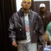Chris Brown R&B Tour Dark Brown Leather Bomber Jacket