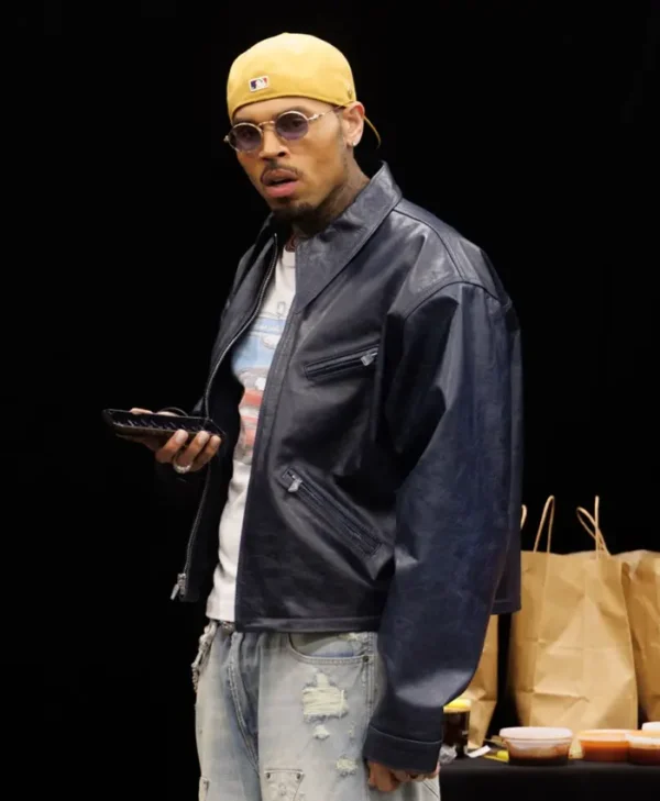 Chris Brown R&B Tour Leather Bomber Jacket