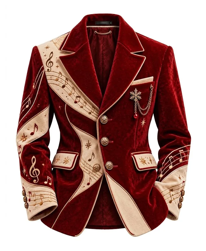 Christmas Snowflake Musical Note Blazer