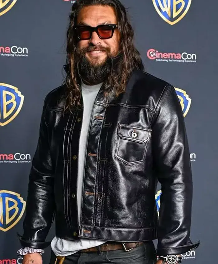 CinemaCon 2026 Jason Momoa Black Leather Jacket