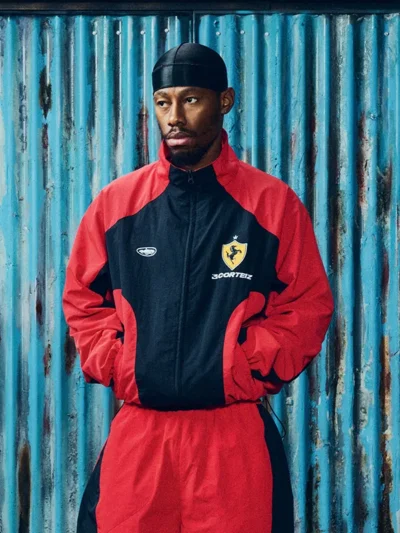 Corteiz IL Mondo Red And Black Track Jacket