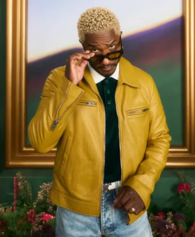 Culturecon Scott Evans Yellow Biker Leather Jacket