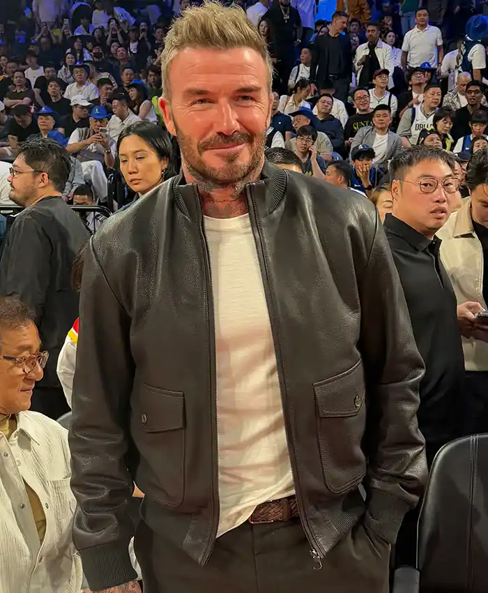 David Beckham NBA China Game 2026 Black Leather Jacket