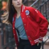 Deep Cuts Cailee Spaeny Red Bomber Jacket