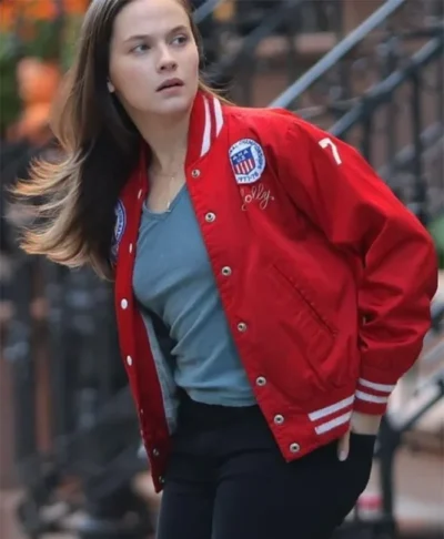 Deep Cuts Cailee Spaeny Red Bomber Jacket