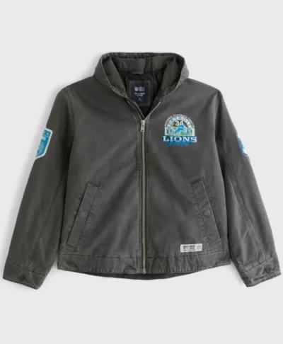 Detroit Lions Abercrombie & Fitch Workwear Hooded Bomber Jacket