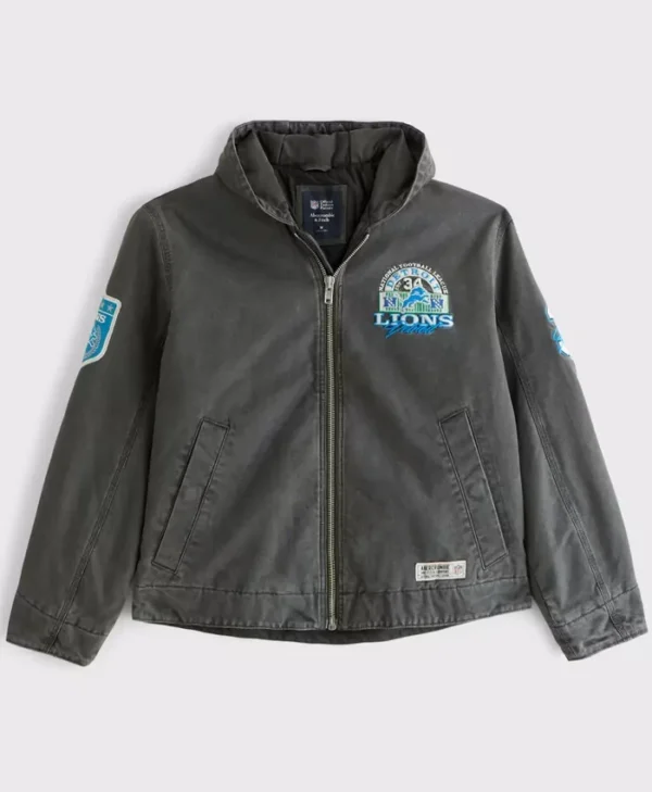 Detroit Lions Abercrombie & Fitch Workwear Hooded Bomber Jacket