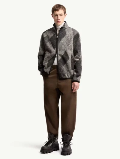 Diamond Geometric Knit Wool Blend Jacket