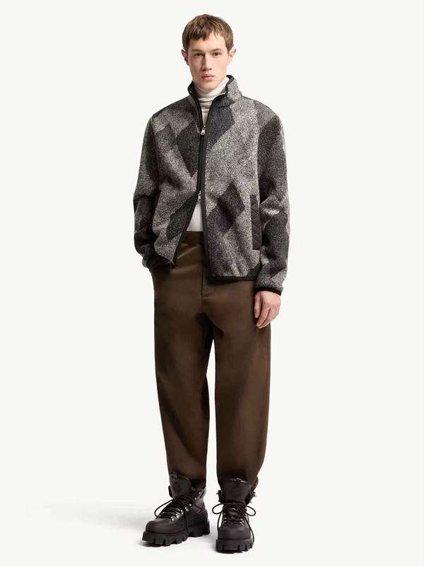 Diamond Geometric Knit Wool Blend Jacket