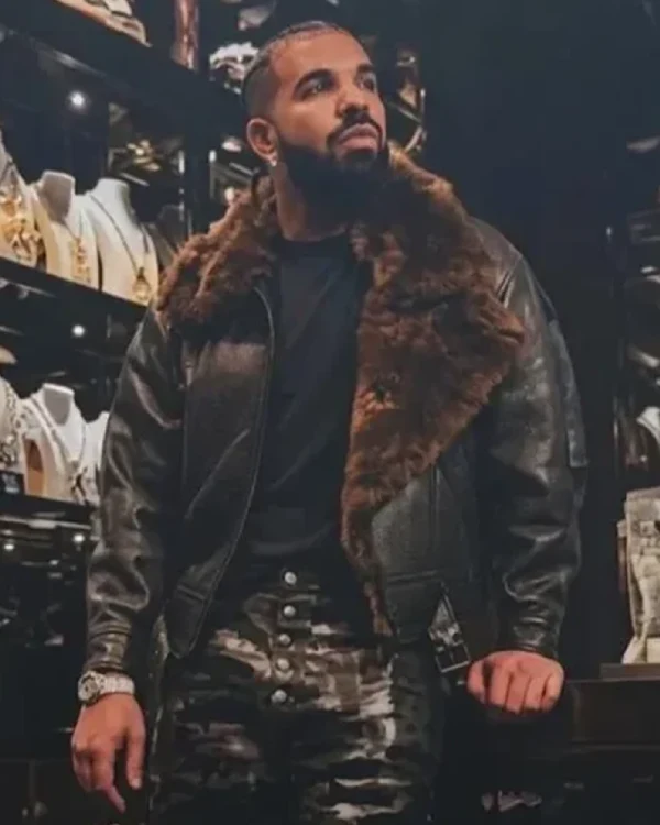 Drake Jewelry Show Off Room Shearling Leather Jacket