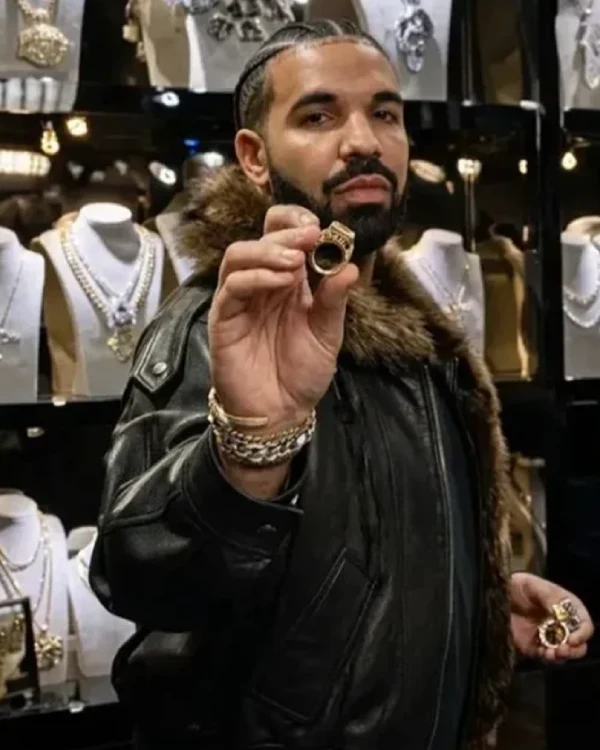 Drake Jewelry Show Off Room Shearling Leather Jacket