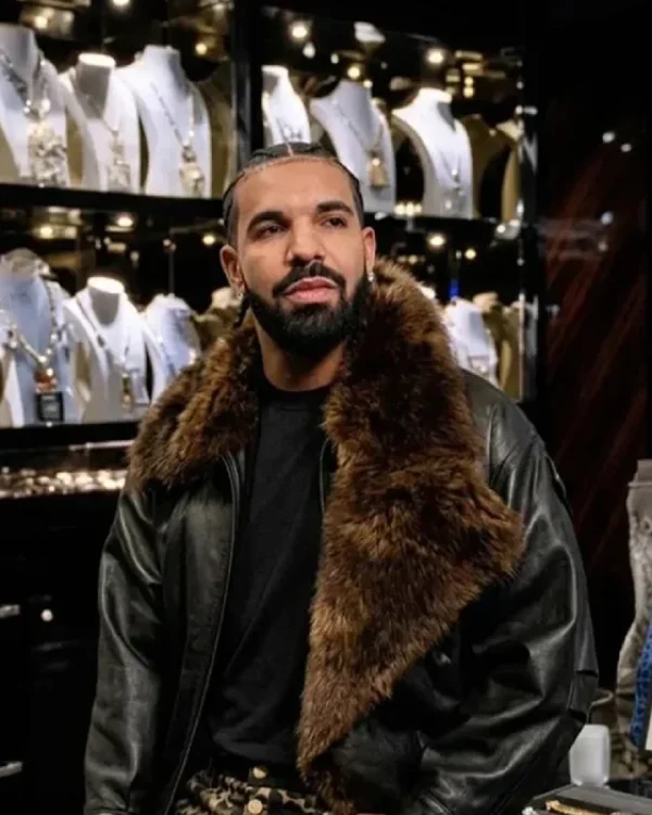 Drake Jewelry Show Off Room Shearling Leather Jacket