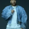 FAT JOE Set Of Keys Video Blue Fur Bomber Jacket