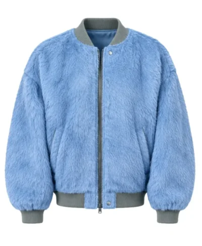 FAT JOE Set Of Keys Video Blue Fur Bomber Jacket