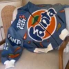 Fanta Orange Blue Leather Bomber Jacket