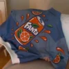 Fanta Orange Blue Leather Bomber Jacket