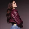 Fatima Bosch Burgundy Leather Bomber Jacket