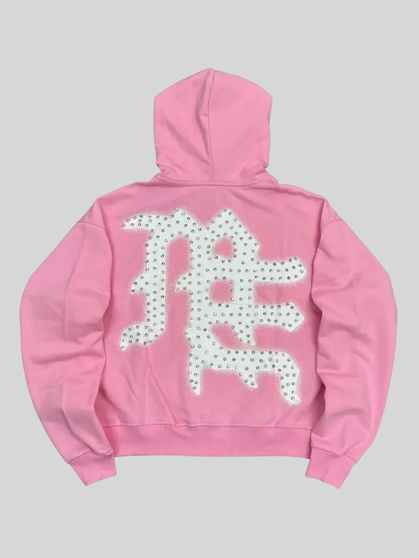 Fleece Fabric Mixed Emotion Rhinestone Hoodie