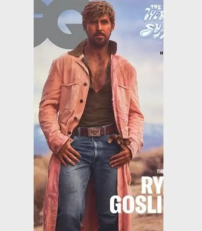 GQ Magazine Cover Ryan Gosling Pink Coat