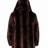 Genuine Mink Fur Hooded Coat