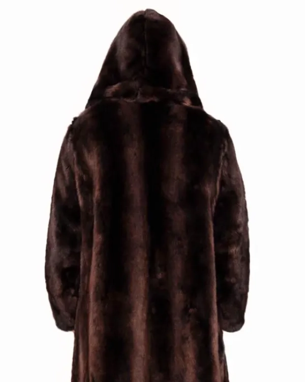Genuine Mink Fur Hooded Coat