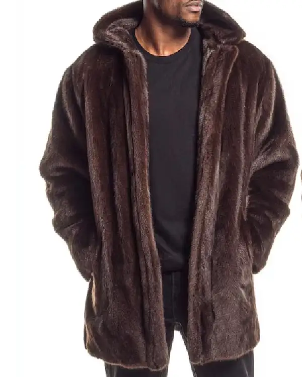 Genuine Mink Fur Hooded Coat