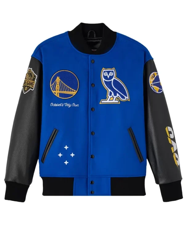 Golden State Warriors x OVO Raglan Full-Snap Varsity Jacket