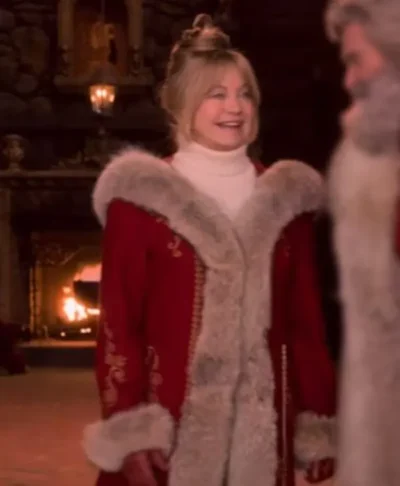 Goldie Hawn Christmas Chronicles 2 Red Wool Coat