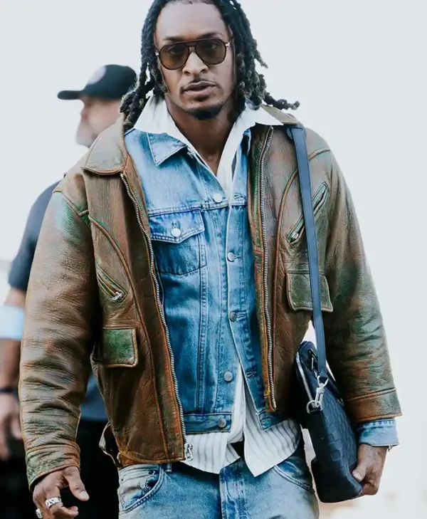 Grant Delpit Tunnel Walk Distressed Leather Jacket