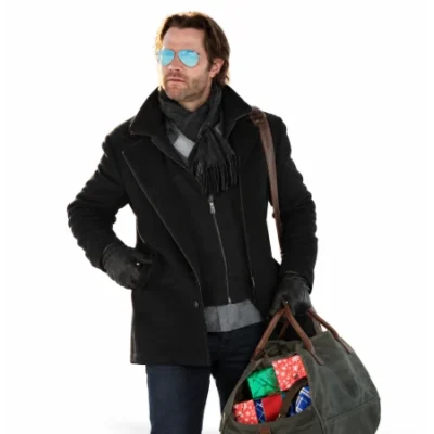 Guarding Stars 2026 Jared Padalecki Black Suede Coat