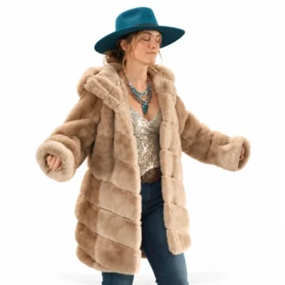 Guarding Stars 2026 Leighton Meester Beige Faux Fur Coat