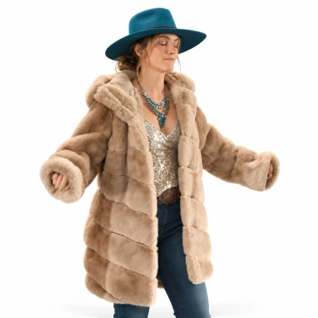 Guarding Stars 2026 Leighton Meester Beige Faux Fur Coat