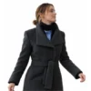 Guarding Stars 2026 Leighton Meester Charcoal Wool Coat