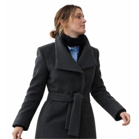 Guarding Stars 2026 Leighton Meester Charcoal Wool Coat
