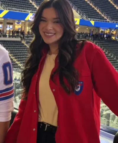 Hailee Steinfeld SoFi Stadium Red Jacket