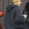 Hailey Bieber Oversized Black Fleece Hoodie