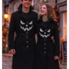 Halloween Gothic Pumpkin Face Black Couple Coat