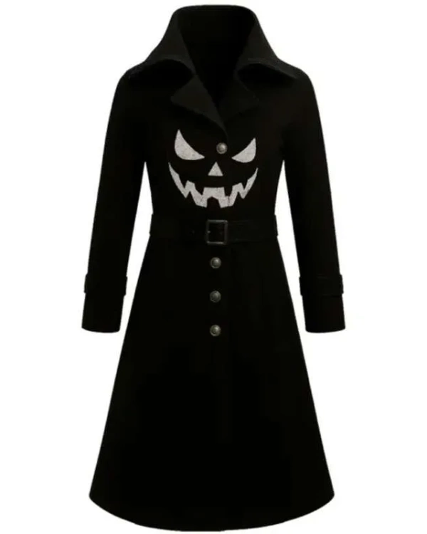 Halloween Gothic Pumpkin Face Black Couple Coat