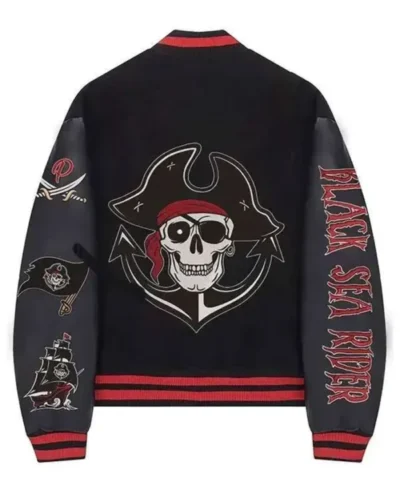 Halloween Pirate Sea Rider Black Letterman Varsity Jacket
