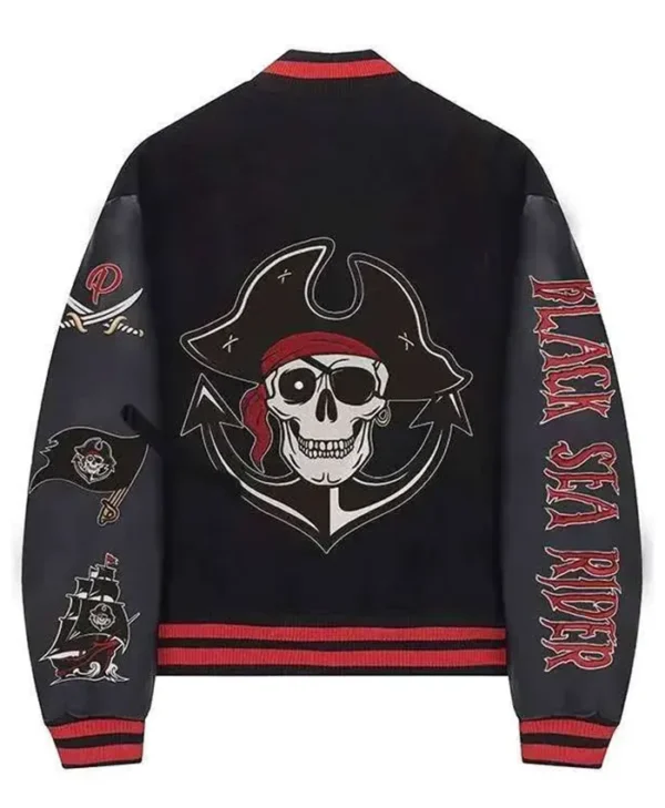 Halloween Pirate Sea Rider Black Letterman Varsity Jacket