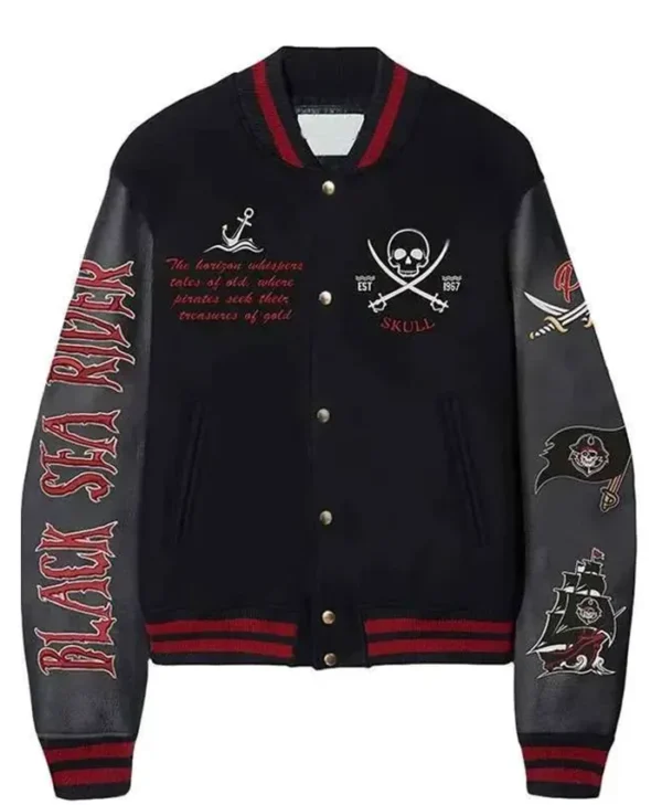 Halloween Pirate Sea Rider Black Letterman Varsity Jacket