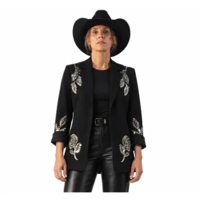 Heartland 2026 Jessica Chastain Black Embroidered Blazer