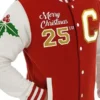 Holiday Festive Wool and Leather Varsity Jacket