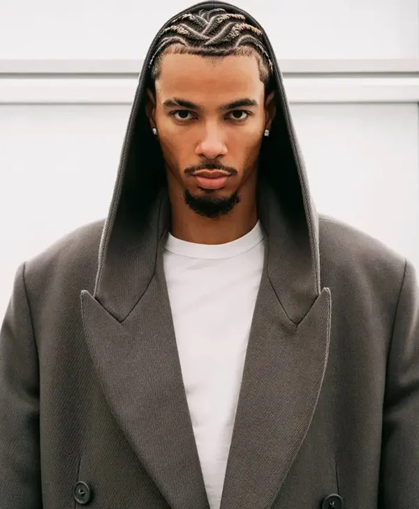 Hugo Ekitiké Balenciaga SS27 Grey Wool Hood Coat