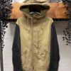 Hybrid Leather Sleeve Military Parka Jacket
