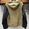 Hybrid Leather Sleeve Military Parka Jacket