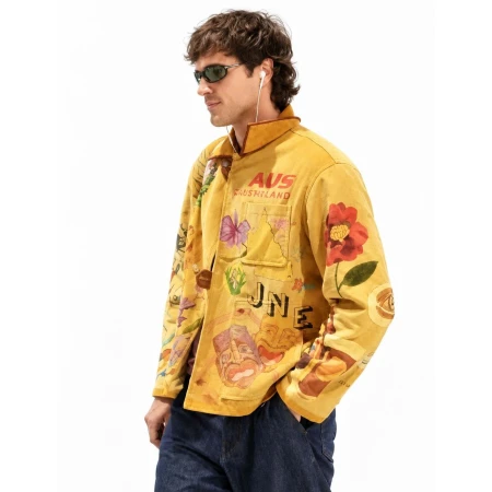 Jacob Elordi Yellow Cotton Graphic Jacket